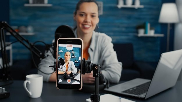 Content creator filming social video